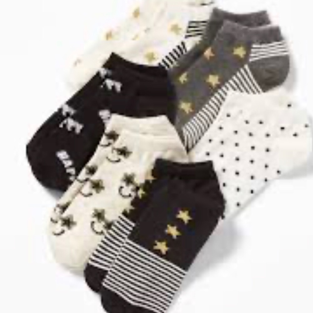Old Navy fashion ankle socks 6packs gold stars L